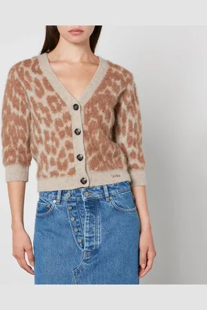 Ganni Leopard-Jacquard Cardigan - S