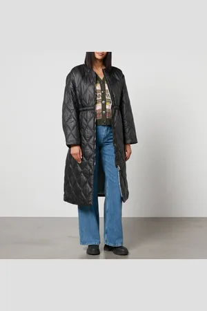 Ganni Shiny Long Quilted Shell Coat - S/M