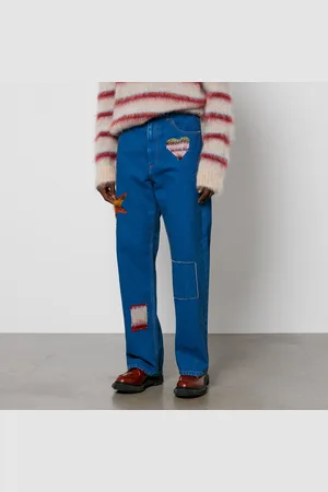 Marni Mohair Patchwork Denim Straight-Leg Jeans - W34/L32