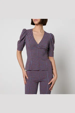 Ganni Gingham Seersucker Blouse - EU 38/UK 10