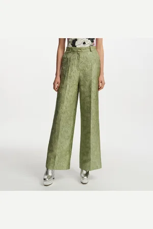 Essentiel Antwerp Fling Floral-Brocade Wide-Leg Pants - UK 8