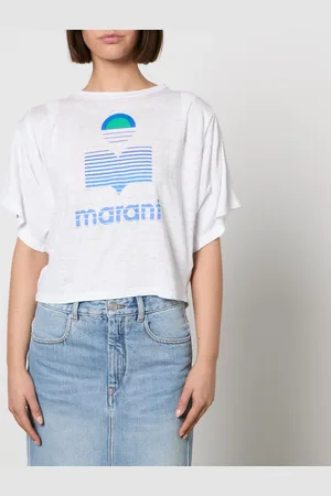 Marant Etoile Kyanza Logo-Print Linen T-Shirt - M