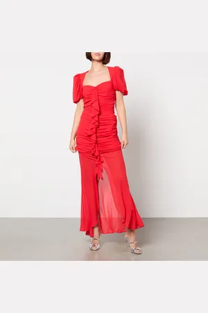 De La Vali Ruched Chiffon Maxi Dress - UK 8