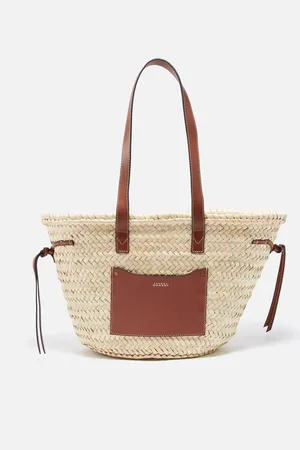 Isabel Marant Cadix Raffia and Leather Shoulder Bag