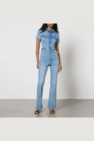 GOOD AMERICAN Fit For Success Bootcut Denim Jumpsuit - M