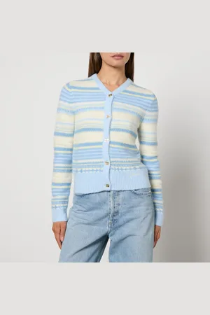 Ganni Striped Intarsia-Knit Cardigan - XS