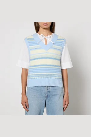 Ganni Striped Intarsia-Knit Vest - S