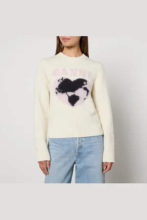Ganni Logo Graphic Intarsia-Knit Jumper - XS