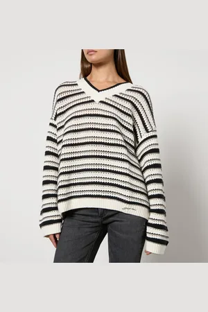 Ganni Striped Crocheted Cotton Jumper - XXS/XS