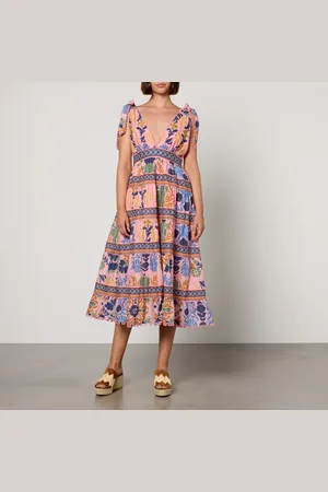 Farm Rio Printed Cotton Midi Dress - XS