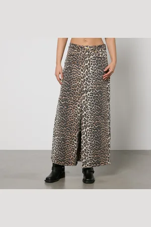 Ganni Leopard-Print Denim Maxi Skirt - EU 34/UK 6