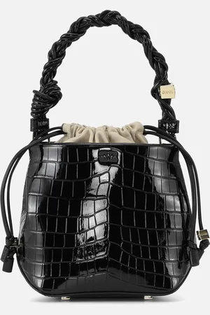 Ganni Bou Leather-Blend Croc-Effect Bucket Bag