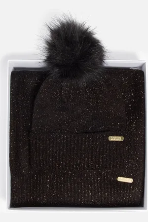 Barbour Sparkle Knit Beanie And Scarf Set