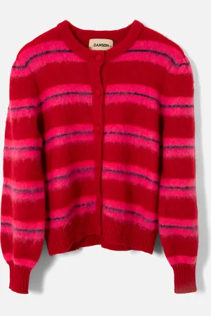 Damson Madder Cece Intarsia-Striped Knit Cardigan - UK 16
