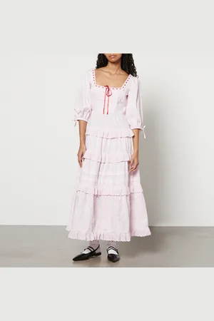 Damson Madder Rebecca Broderie Anglaise Cotton-Poplin Dress - UK 6