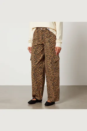 Damson Madder Dion Leopard-Print Cargo Wide-Leg Jeans - UK 8