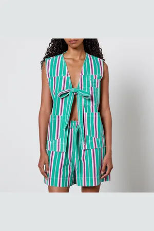 Damson Madder Dilly Striped Denim Gilet - UK 10