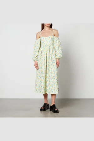Damson Madder Edwina Floral-Print Cotton Midi Dress - UK 16