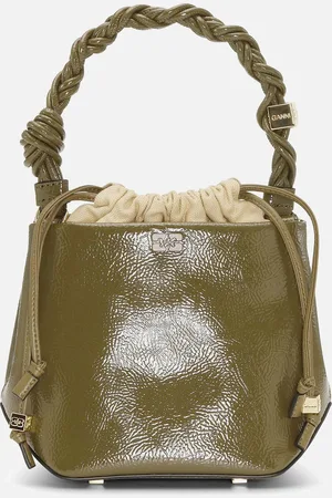 Ganni Bou Patent Leather-Blend Bucket Bag