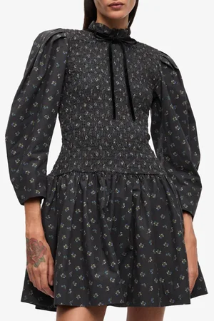 Ganni Printed Floral-Print Organic Cotton Mini Dress - UK 8