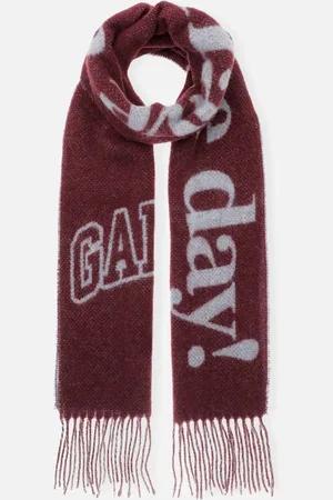 Ganni Narrow Please Recycle Wool-Blend Scarf