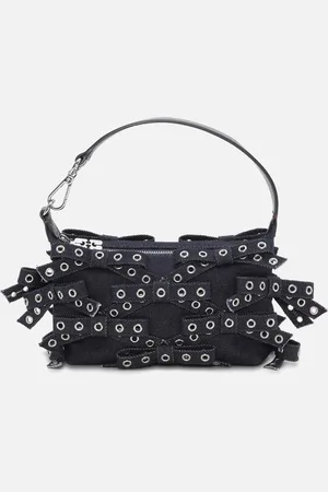 Ganni Butterfly Small Bow Eyelet Denim Pouch