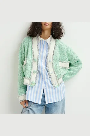 Essentiel Antwerp Hoola Cropped Fringe Bouclé Jacket - M