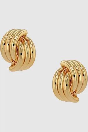 ANINE BING 18k -Plated Small Crossover Ribbed Earrings