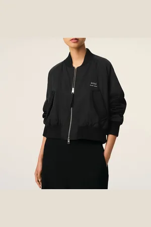 Ami Loose Logo Twill Bomber Jacket - M