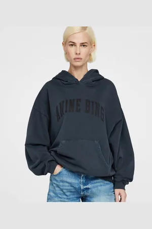 ANINE BING Harvey Logo-Print Cotton-Jersey Hoodie - L