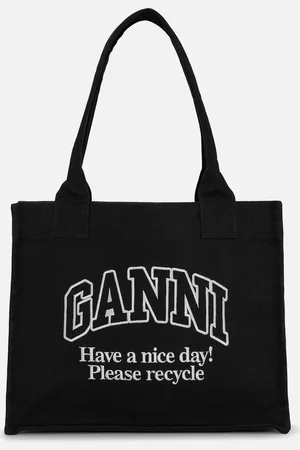 Ganni Large Easy Shopper Cotton-Canvas Tote Bag