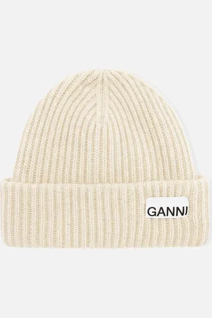 Ganni Ribbed Wool-Blend Beanie