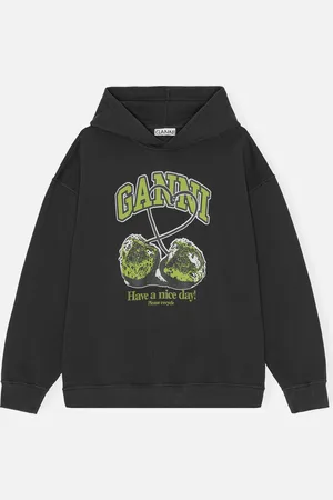Ganni Isoli Cherries Oversized Cotton-Jersey Hoodie - XXS/XS
