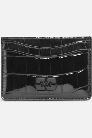 Ganni Bou Leather-Blend Croc-Effect Cardholder