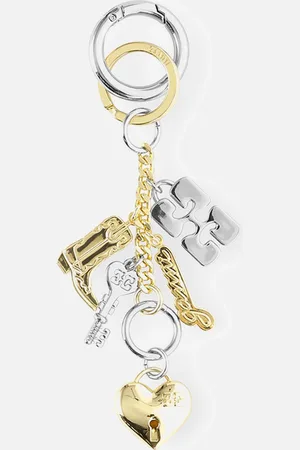Ganni Bou Charms Silver and Gold-Tone Keyring