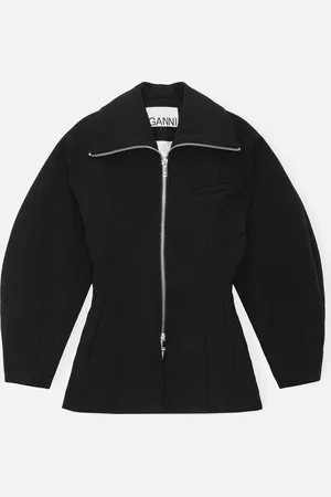 Ganni Bonded Crepe Curve Sleeve Jacket - EU 34/UK 6