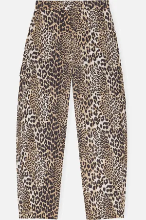 Ganni Leopard-Print Organic Cotton Trousers - XS