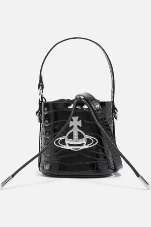 Vivienne Westwood Daisy Drawstring Croc-Effect Leather Bag