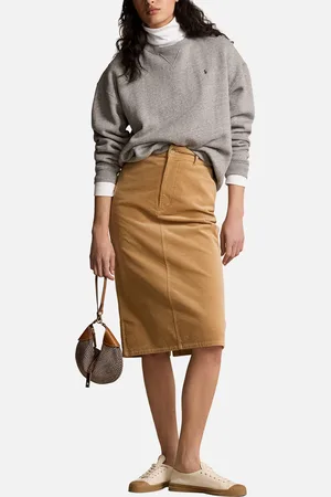 Ralph Lauren Midi Cotton-Corduroy Pencil Skirt - UK 6