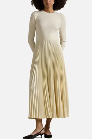 Ralph Lauren Ribbed-Knit Plissé Dress - XS