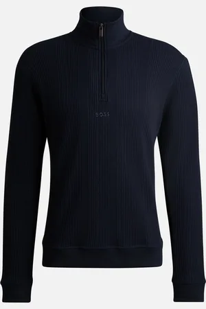 HUGO BOSS Lounge Waffle-Knit Quarter-Zip Jumper - S