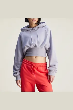 adidas Cropped Cotton-Jersey Hoodie - M