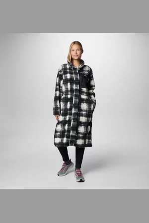 Columbia Winter Warmth Long Sherpa Fleece Jacket - Chalk Omblur Tonal Size L - Women