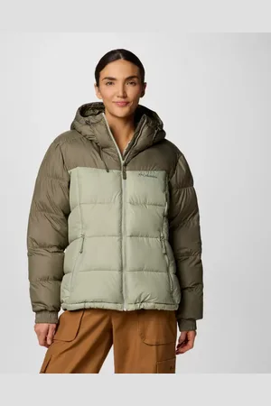 Columbia Pike Lake II Insulated Hooded Puffer Jacket - Stone Safari Size M - Women