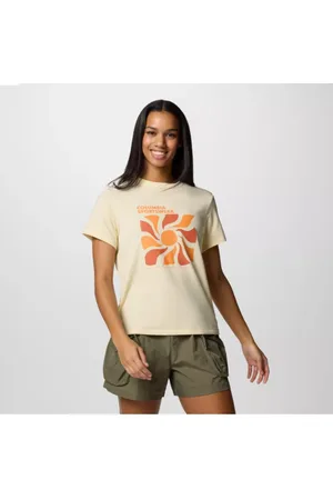 Columbia Sun Trek III Graphic Technical T-Shirt - Lemon Wash Wavy Rays Size S - Women