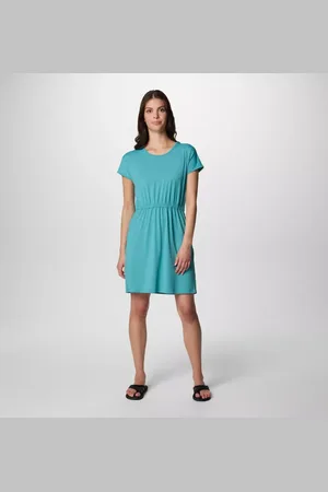 Columbia Chill River Short Sleeve Technical Dress - Teal Size L - Women