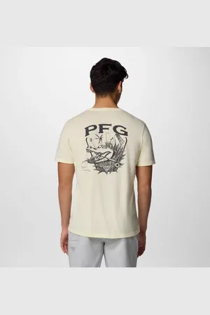 Columbia PFG Uncharted Graphic Technical T-Shirt - Lemon Wash PFG Gear Gator Size L - Men
