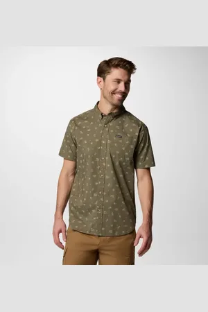 Columbia Rapid Rivers Printed Short Sleeve Shirt - Stone Deserted Size S - Men