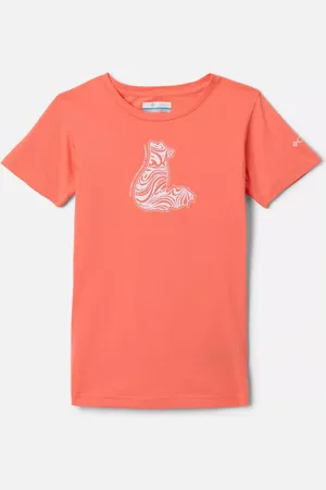 Columbia ’ Mission Lake Graphic Casual Cotton T-Shirt - Hot Coral Foxy Swirl Size M (10-12 years) - Girls