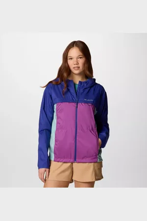 Columbia Crested Canyon Hooded Windbreaker - Razzle Spray Blue Size S - Women